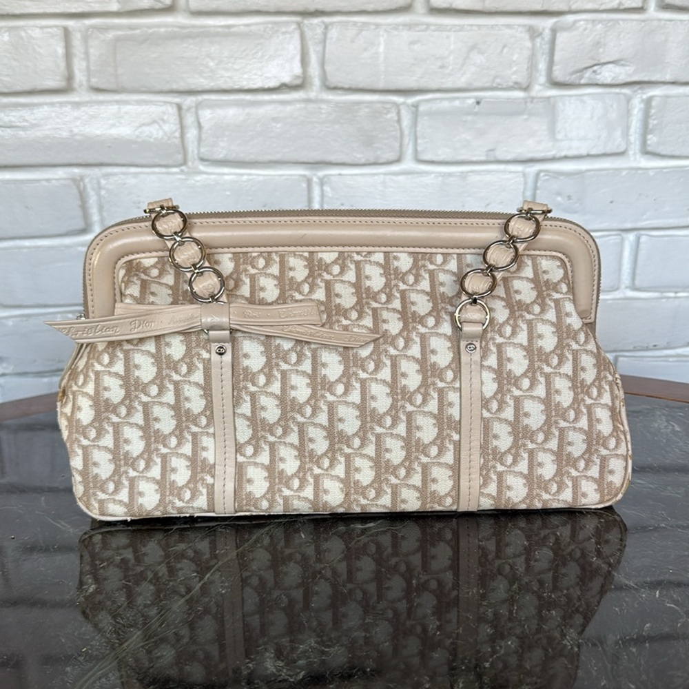Dior Diorissimo Iconic Monogrammed Tan Shoulder Bag